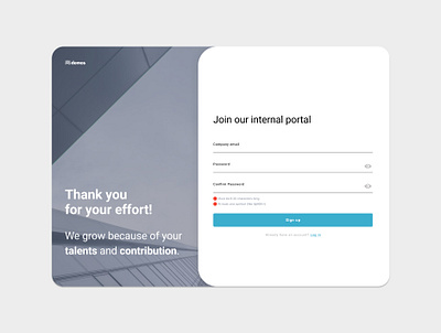 Sign up page for an internal portal #DailyUI dailyui productivity signup ui ux