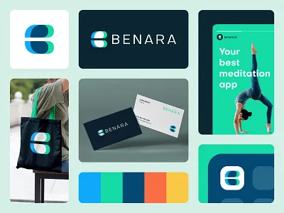 Benara - Logo and Brand Identity abstract logo app logo b letter logo brand guidelines brand identity brand sign branding corporate identity design design system identity logo logo design logo designer logotype meditation yoga mindfulness startup branding symbol visual identity welness