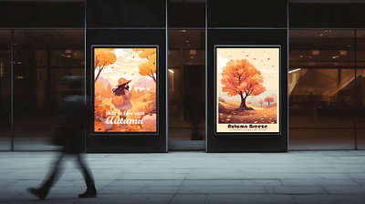 Set of 2 autumn season arrival poster autumn banner branding design graphic design poster poster design