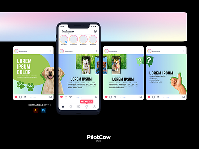 Pet Dog Instagram Carousel adobe illustrator adobe photoshop advertising art art direction artist beauty branding character design concept creativeart design dribbble editorial graphice design graphics instagram carousel simple