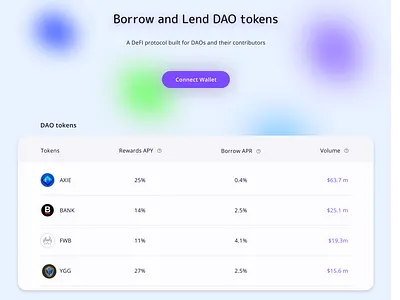 A Crypto DeFi Protocol for DAOs - MetaLend crypto daos defi ui ux web3
