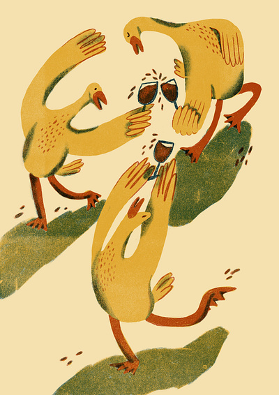 Dancing ducks editorial illustration illustration procreate