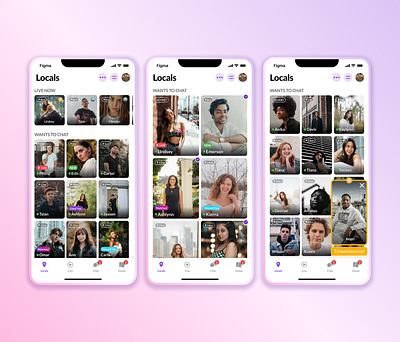 Locals Grid app design feed grid search ui ux