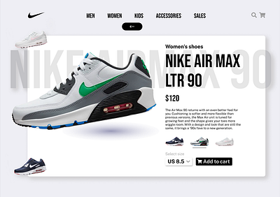Nike shoes website ui