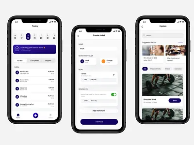 Daily habit tracker app app design app interface branding daily goal daily tracker graphic design habit tracker motivate ui uiux ux