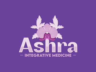 Ashra Logo acupuncture needle artemesia plant blue business logo chinese medicine clean custom design flower herbs indigo logo logo design medicine modern mugwort orchid purple realistic realm welcoming design