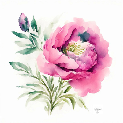 Peony C Flower Portrait in Watercolors & Pen design flower garden hydrangea illustration pen peony portrait sunflower ui