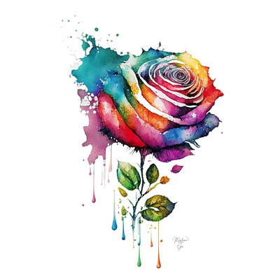 Rose A Flower Portrait in Watercolors & Pen design flower garden hydrangea illustration pen peony portrait sunflower ui