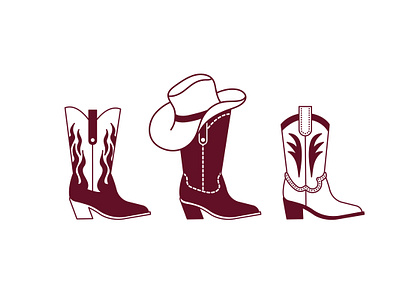 Set of vector doodle stickers of cowboy boots adobe illustrator art cowboy design digital art doodle graphic design hand drawn icon illustration logo sticker ui vector
