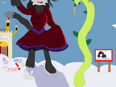 Aurelia's Adventurer Ambush anthro character dress evil fairytale fantasy furry giant giantess illustration kaiju mobian monster parody red satire sonic villainess witches woman