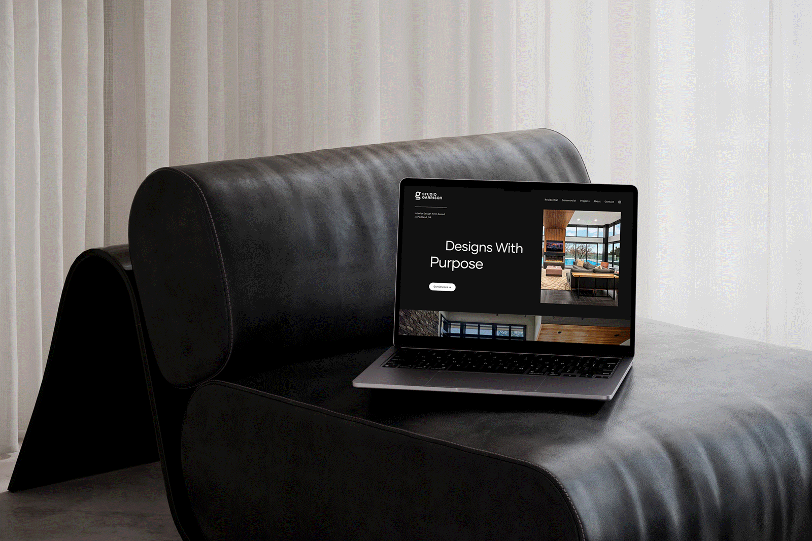 Interior Design Website - Studio Garrison asymmetrical boutique website clean dark mode interior design layout minimalist oregon portland squarespace uiux web design web designer website design