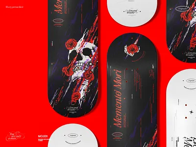 Skateboard Deck 22' branding brush brush strokes design graphic design illustration lockup memento mori minimal organic painting rough skateboard skateboard design skeleton skull skulls typography vector