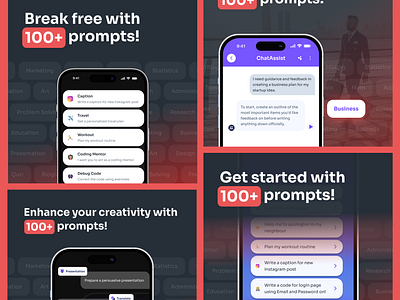 Social Media Posts Pt 2 - Chat Assist AI App ai app chat assist chat gpt creatives figma social social media social media posts ui uidesign ux uxdesign visuals