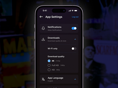 Settings Page of video streaming app dailyui dailyuichallenge design designinspiration settingspage ui userexperience uxdesign videostreamingapp