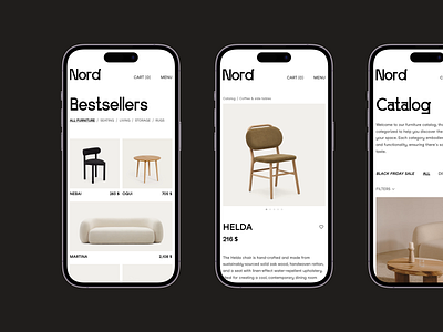 Nord – Mobile Website branding concept design ecommerce furniture furniture store graphic design interface minimalism mobile mobile webpage ui ui design ux web web design web store