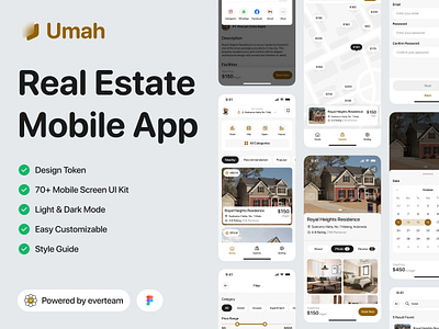 Umah - Real Estate Mobile Application app booking buy hotel house log in login maps mobile real estate registration rent sign in sign up stay staycation travel traveling ui kit vacation