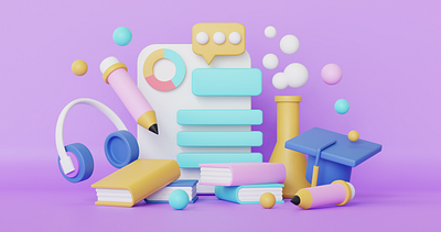 Study education - Icons 3D rendering 3d graphic design