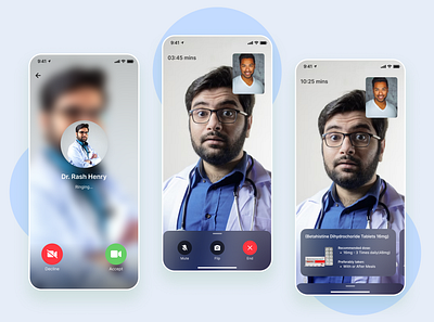 Healthcare App - Mobile Design call chat doctor doctor app health healthcare healthcare app medical medical app medication nurse video call