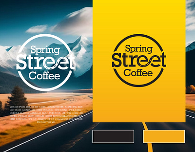 Spring Street Coffee Logo black branding coffee design graphic design illustration logo street yellow