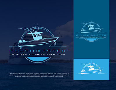 Flushmaster Logo blue boat branding design emblem flushing graphic design illustration logo