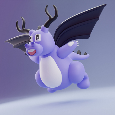 What should I call for this little dragon? 3d 3d cartoon 3d character 3d design 3d dragon 3d modeling 3dblender character creature dragon fying horns