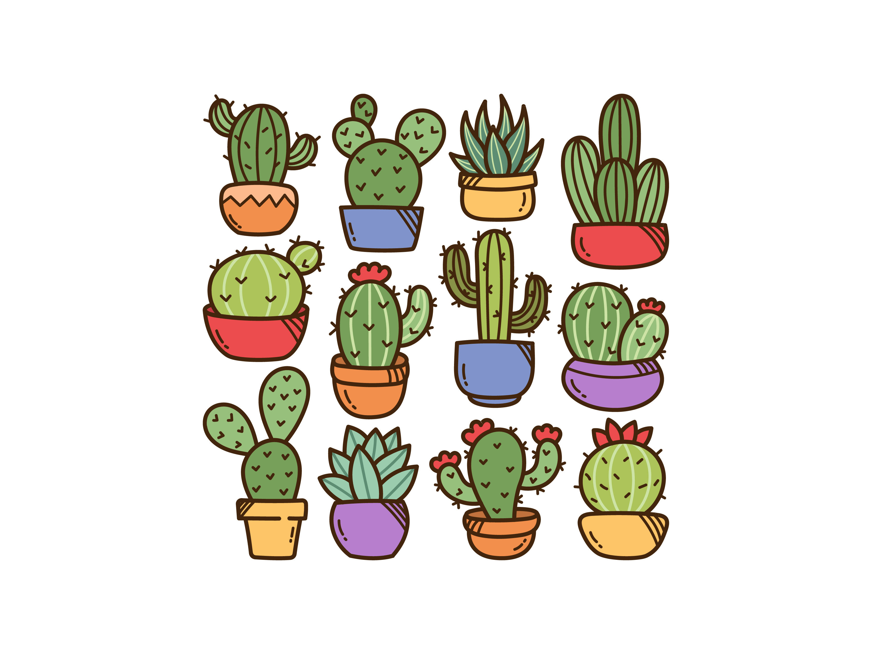 Cactus Doodle Set cactus cute doodle icon illustration vector