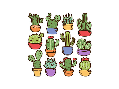 Cactus Doodle Set cactus cute doodle icon illustration vector