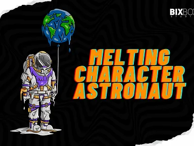 Melting Cartoon Character Design - Astronaut cartoon character graphic design illustration melting melting character melting font streetwear design