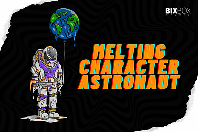 Melting Cartoon Character Design - Astronaut cartoon character graphic design illustration melting melting character melting font streetwear design