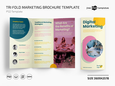 Free Trifold Marketing Brochure PSD Template brochure brochure design brochure template free free brochure freebie marketing photoshop psd template templates trifold trifold brochure yellow