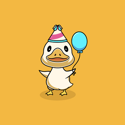 Cute Duck go to Party Illustration branding colourful graphic design