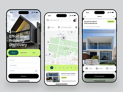 Real Estate Finder AI App ai architecture card clean home home finder home screen house properties property real estate real estate agency realestate residence startup