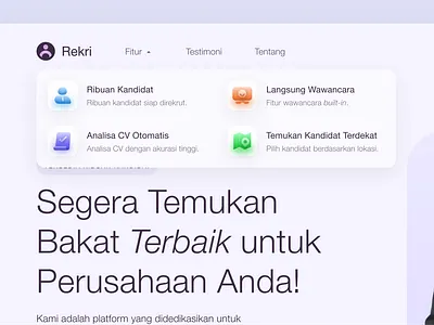 Hiring Landing Page Features blue clean design features finder gradient highlight hiring icon illustration interface job minimal opportunity preview purple recruiting simple ui website