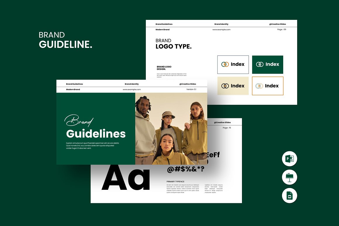 Index | Brand Guidelines Template By Creative Slides On Dribbble