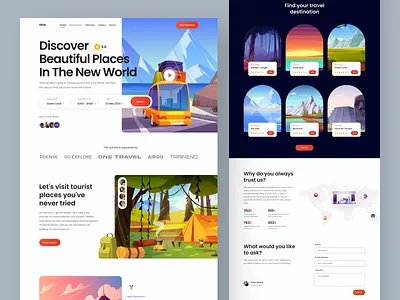 Travel Agency Landing Page adventure booking destination explore home page homepage illustration journey landing page tourism travel traveling web design website