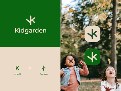 Kidgarden logo branding custom logo garden logo icon kid logo logo mark tree