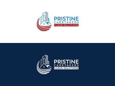 Pristine Caretakers Clean Solution Logo brand identity branding caretaker logo clean solution logo cleaning logo cleanliness branding corporate cleaning facility management immaculate design logo logo design maintenance logo maintenance services professional cleaning