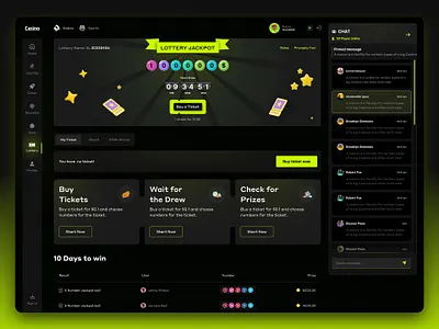 Crypto- Casino Interface (Lottery Page) animation blockchain game casino casino game casino interface casino mainpage casino ui crash crypto dashboard design gamebling jackpot live casino lottery online casino poker interface slots design sport design website