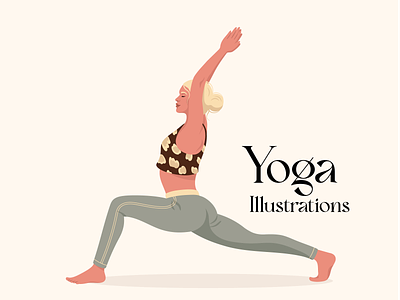 Virabhadrasana asanas character design fitness girl hatha yoga illustration meditation sport vector yoga yoga poses