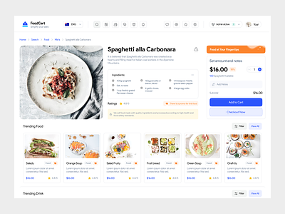 Cashier FoodCart - Ecommerce cart clean dashboard delivery design food minimal point of sales pos sale sales ui uiux