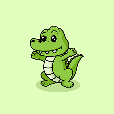 Crocodile Shocked Cute Cartoon Illustration animals baby crocodile cartoon crocodile crocodile forget cute fish green illustration river sea