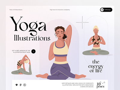 Yoga Illustrations asana character illustrations meditation meditation illustration meditation illustrations product design svg the18 the18.design the18design trend trendy ui design vector yoga yoga illustration yoga illustrations