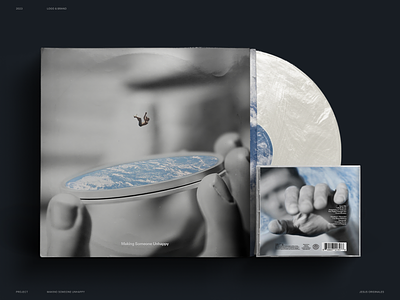 Album Cover (Making Someone Unhappy) album art branding cd design falling graphic design illustration minimal mockup photography realistic sky vinyl water