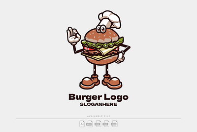 Burger Mascot Logo branding burger cartoon design food graphic design icon illustration logo mascot vector