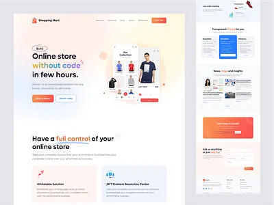 Online store builder landing page e commerce user interface
