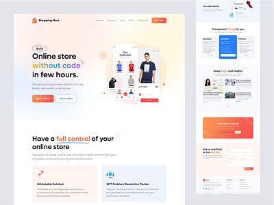Online store builder landing page e commerce user interface