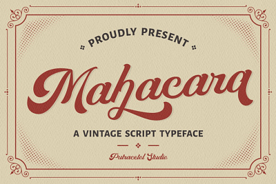 Free Vintage Script - Mahacara Font advertising apparel branding calligraphy classic display font label lettering logo magazine novel old old school packaging retro rustic script typeface vintage