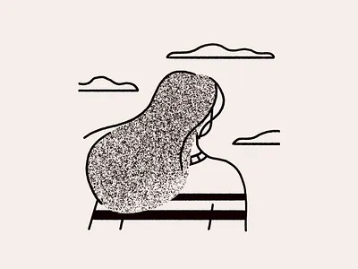 Dream challenge clouds dream flat girl illustration illustrator ink inktober texture wind woman