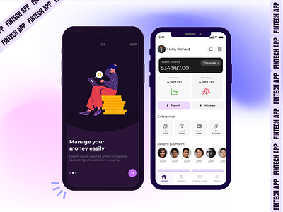 Fintech App UI/UX design Agency animation banking app calm app design fintech app fintech app ui ux design agency illustration logo meditation app mobile app development company salon app ui uiux