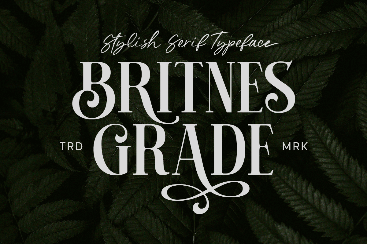 Britnes Grade - Stylish Serif Typeface freebies wordmark font